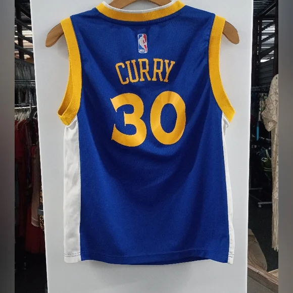 adidas Blue and Yellow Golden State Warriors Kids Jersey - Picture 12 of 12